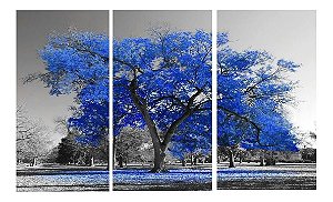 Quadro Digital Arvore Azul Royal - Trio - 60x120 (3 pçs 40x60)