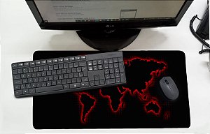 Mouse Pad / Desk Pad Grande 30x70 Linha Office - Mapa Mundi  Vermelho