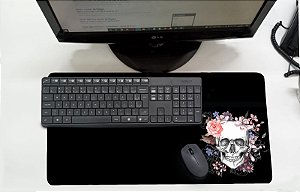 Mouse Pad / Desk Pad Grande 30x70 Paisagem - Caveira Flores