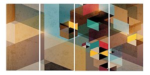 Quadro Digital - Abstrato Marrom e Bege 100x200 - 4pçs