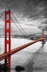 Quadro Golden Gate Preto e Branco e Vermelho