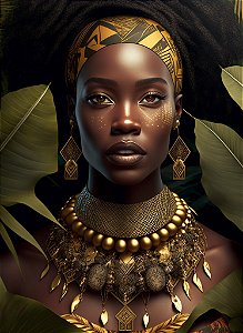 Quadro Decorativo Africana Mulher Negra  Selva