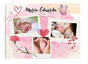 Quadro Personalizado  com Fotos Mosaico  Bebê Menina Borboleta