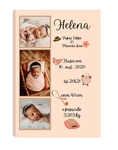 Quadro Personalizado  com Fotos Bebê Menina Nascimento