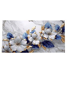Quadro Floral delicado Suave Azul e inza