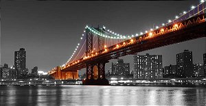 Quadro Nova York Manhattan Pb C/ Ponte Colorida - Diversos Tamanhos