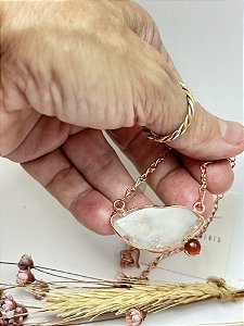 Colar em Cobre Puro com Ágata Natural e Cornalina