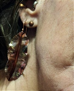 Brinco Seiva Áurea em Cobre Puro com Pintura à Fogo