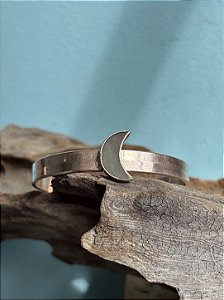 Bracelete Luna em Cobre Puro e Quartzo Verde Natural