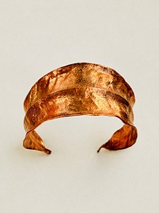 Bracelete Folha Eletroformada em Cobre Puro