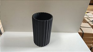 VASO PLISSADO GRANDE PRETO FOSCO 20X12