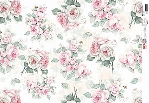 OPAPEL 30X45 - ESTAMPA FLORES ROSA VINTAGE