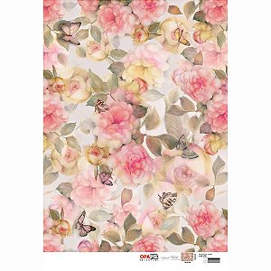 OPAPEL 30X45 - ESTAMPA FLORES ROSADAS