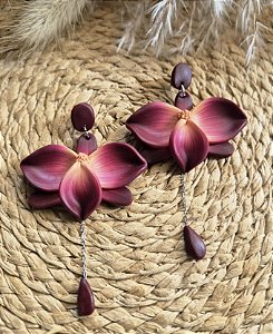 Brinco Orquídea vinho