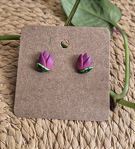 Brinco mini tulipa rosa