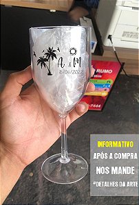 kit 60 Taças de Vinho Acrílico 340ml Personalizadas
