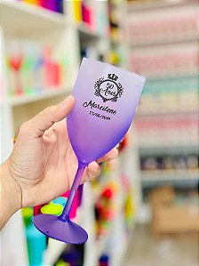 kit 120 taças de vinho degradê acrílico 340ml personalizadas