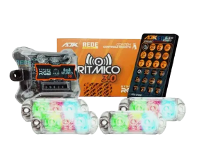 Kit Strobo Ajk Rítmico 3.0 com 4 faróis - Controle - 6w.