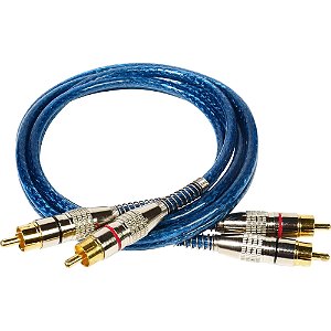 Cabo Rca 2x2  1 Metro - Profissional Plug - Metal Azul - Storm Tech.