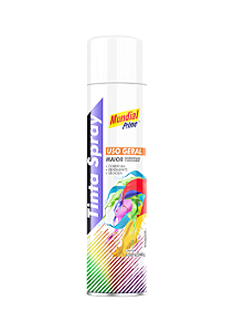 Tinta Spray Uso Geral Branco Semi Brilho - 400 ML - Mundial Prime.