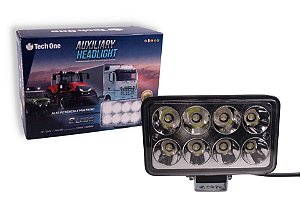 Farol Auxiliar Retangular 8 Leds - 24W - Tech One.
