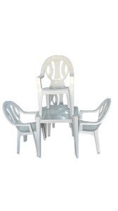 JOGO DE MESA C/ 4 POLTRONAS ARCOS BRANCA