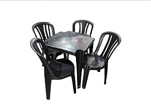 JOGO DE MESA C/ 4 CADEIRAS BISTRÔ ARCOS PRETA