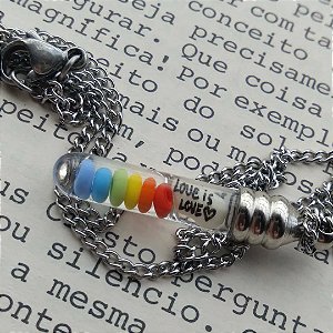 Colar Felicidade LGBT ( Aço Inox )