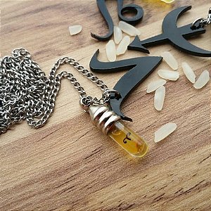 Colar Pingente Signo + nome no arroz ( Aço inox )