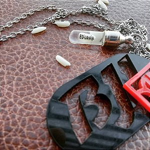 Colar BJJ + nome no arroz ( Aço inox )