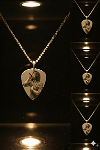 Colar Guilherme Sá ( Pingente+ palheta profissional em aço inox)