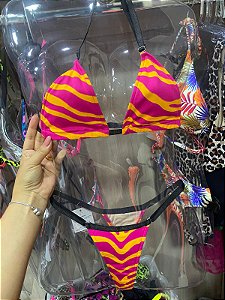 Biquíni Fita Regulagem Zebra Laranja