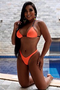 Biquíni Asa Delta Imita Fita Laranja Neon