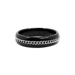 Pulseira Bracelete Preto com Corrente