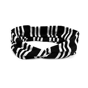 Headband Turbante Preto e Listras