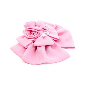 Presilha com Laço e Flores Rosa Bebê