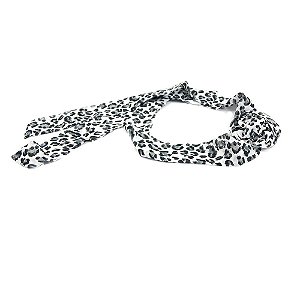 Headband Turbante Animal Print Preto e Branco com Flor