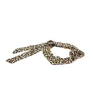 Headband Turbante Animal Print Amarelo com Flor