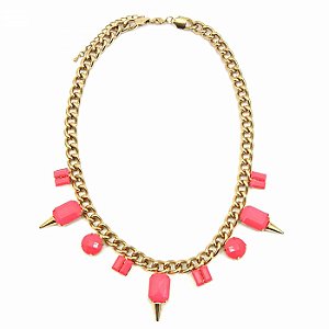 Maxi Colar Rock Glam Rosa Neon