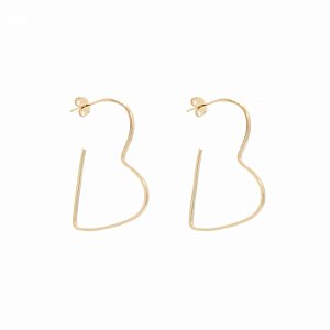 Brinco Argola de Coração Dourado Folheado a Ouro 18K