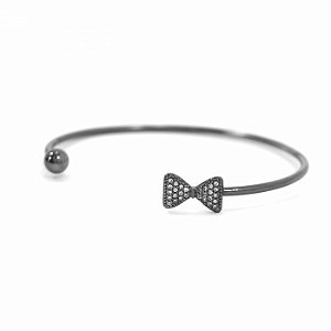 Pulseira Bracelete Grafite com Laço e Zircônias