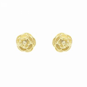 Brinco de Rosa Folheado a Ouro 18k