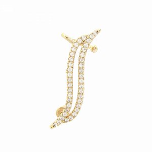 Brinco Ear Cuff Dourado com Zircônias