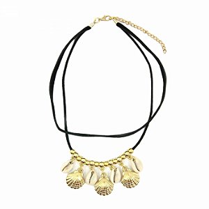 Colar Choker Duplo com Búzios e Conchas