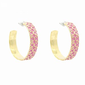 Brinco Dourado Argola Rosa