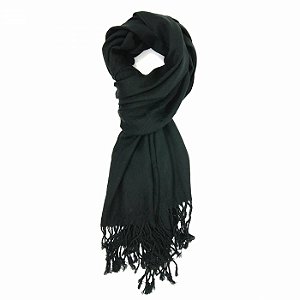 Lenço tipo Pashmina em Tom Preto