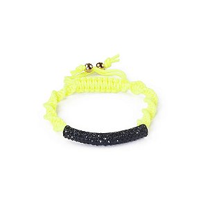 Pulseira de Cordão Amarelo Neon e Pedrinhas