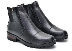 Bota Sandia Camillo REF BT-054 Coturno em Couro de Ziper Duplo