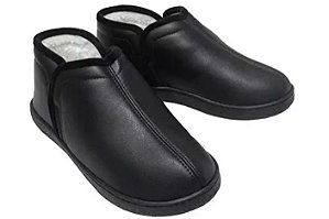 Pantufa Leffa Unissex REF 793 com Forro Pele Preto/Branco