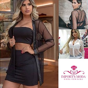 jaqueta tule transparente